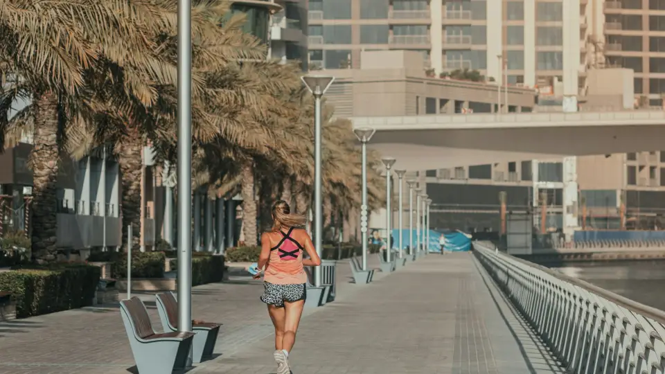 Client running along the waterfront