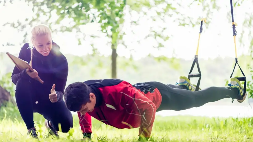 Coached functional workout outdoors